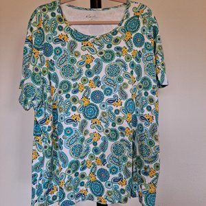 Blue/yellow paisley tee